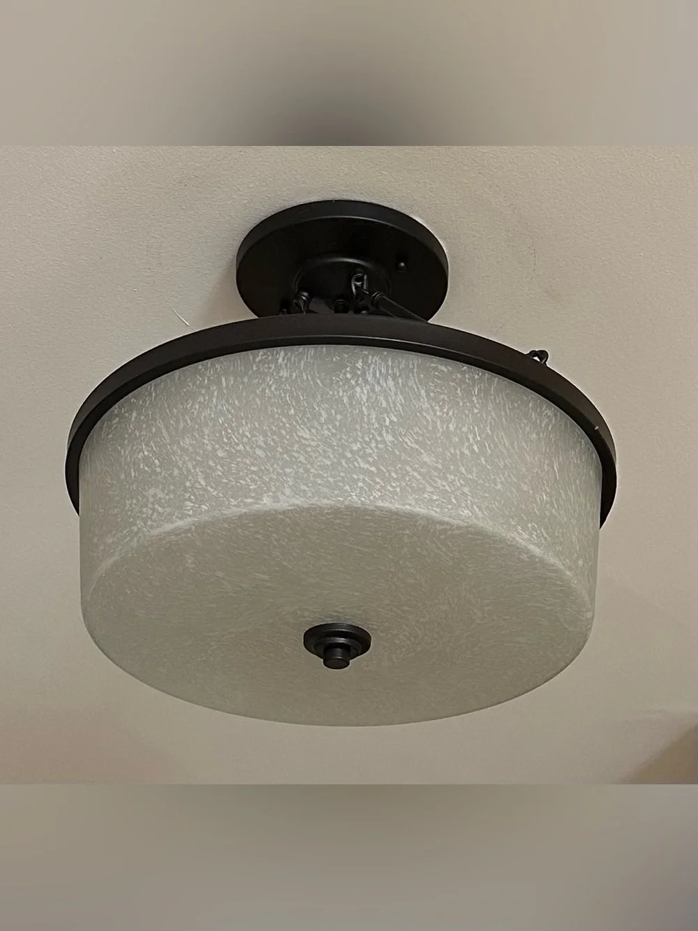 Oil-Rubbed Bronze Semi-Flush Ceiling Light with Frosted Glass Shade